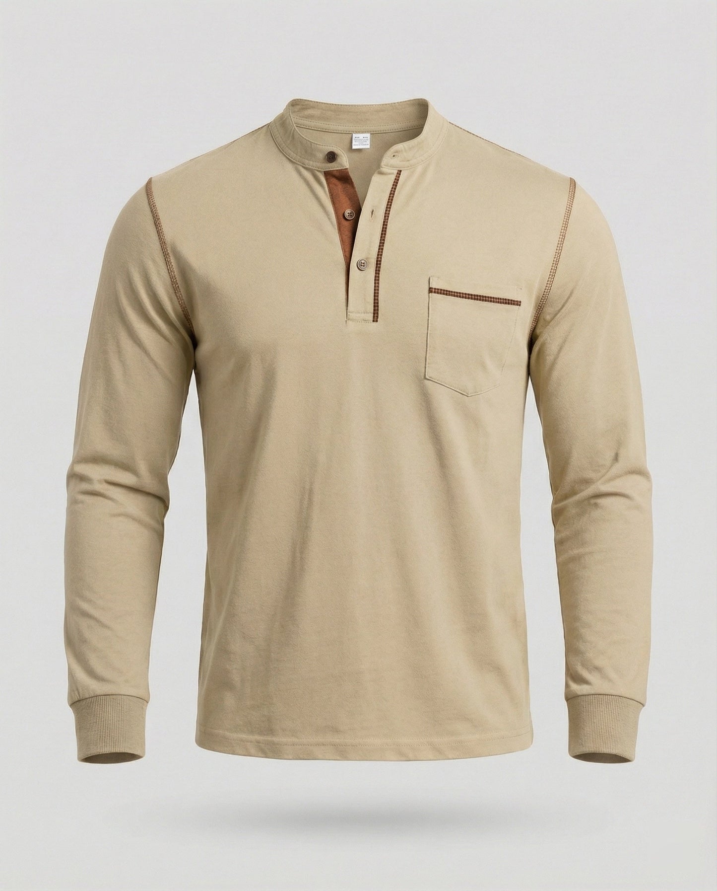 Herren Langarmshirt Henley Style Baumwolle