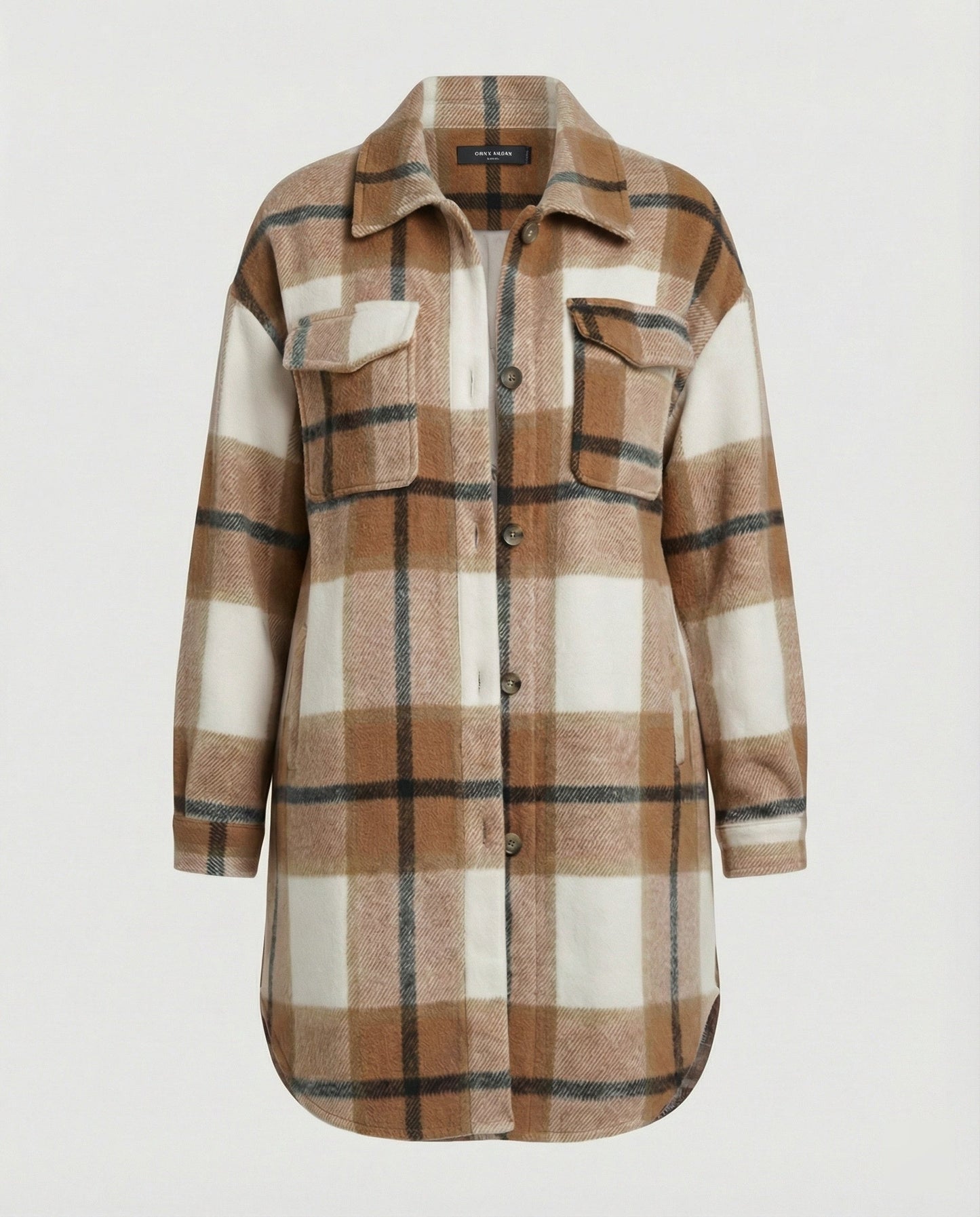 Damen Hemdjacke Kariert Lässig Oversized