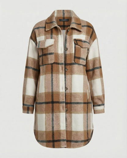 Damen Hemdjacke Kariert Lässig Oversized