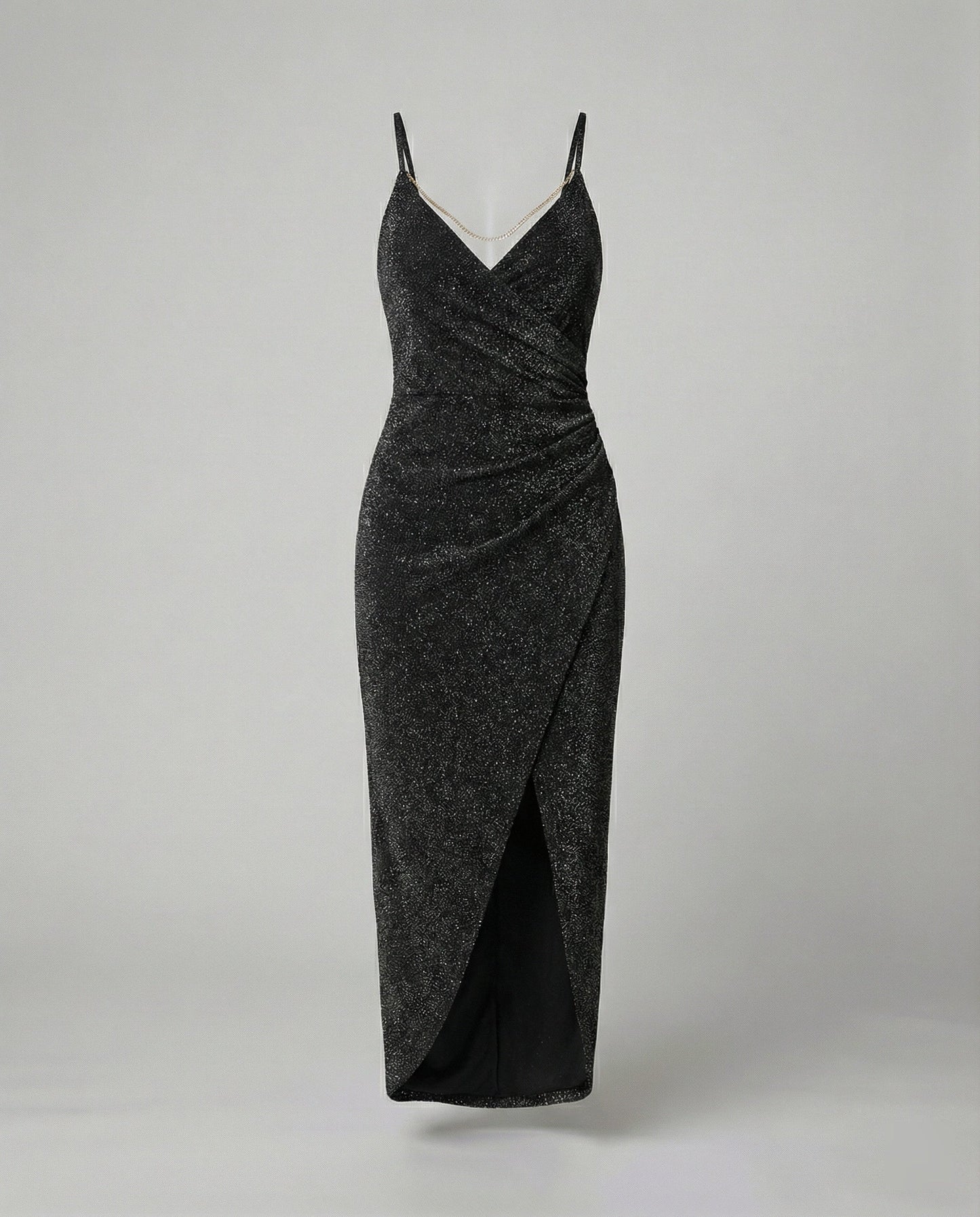 Glamouröses Damen Wickelkleid Hochgeschlitzt Glitzernd