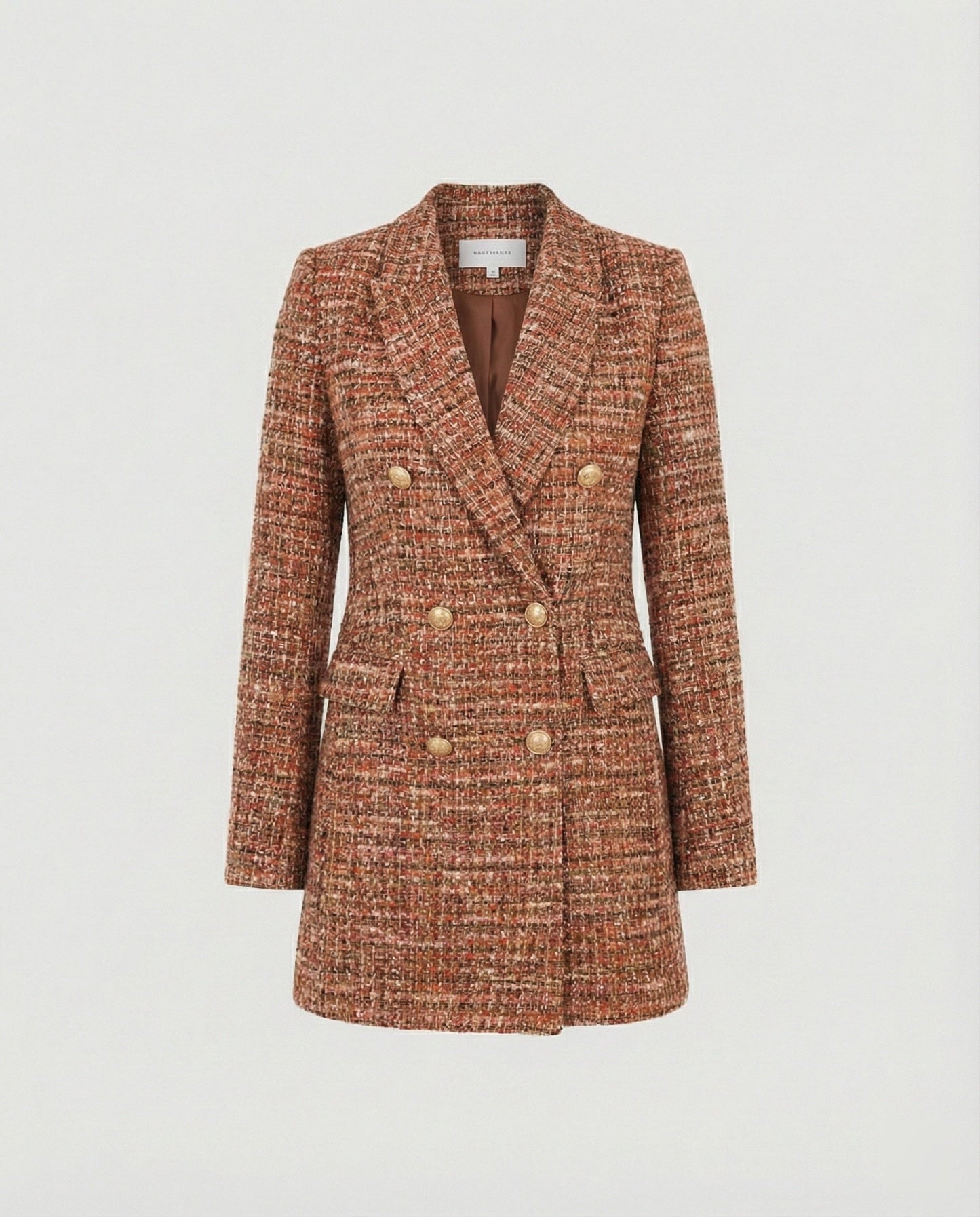 Damen Blazer Tweed Modern mit Doppelknöpfen