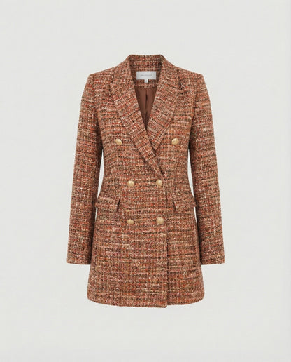 Damen Blazer Tweed Modern mit Doppelknöpfen