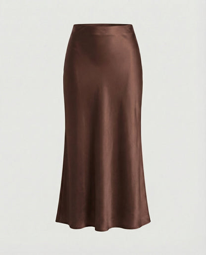 Damen Maxikleid aus Satin Glatt Elegant