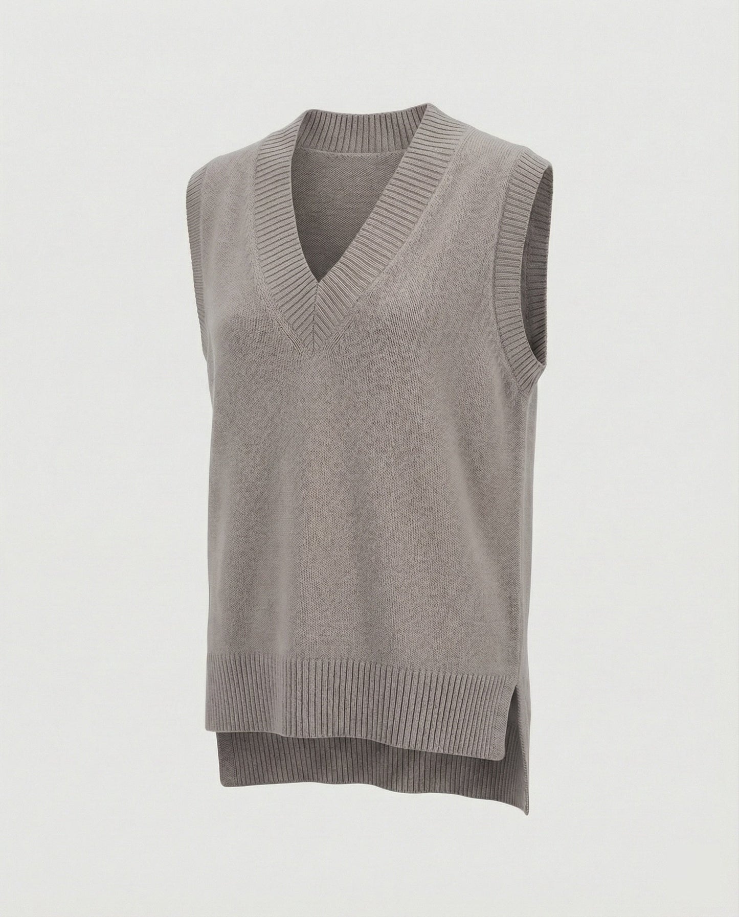 Damen Strickweste V-Ausschnitt Rippmuster Modern
