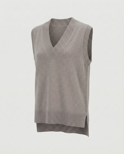 Damen Strickweste V-Ausschnitt Rippmuster Modern