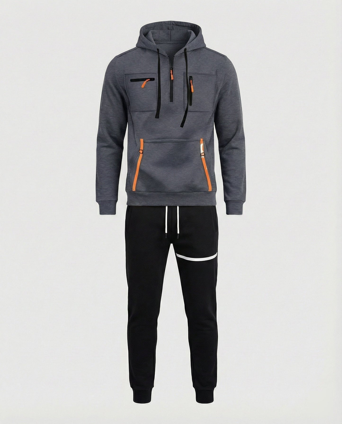 Herren Sportset Hoodie Jogginghose Grau Komfort