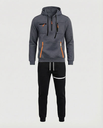 Herren Sportset Hoodie Jogginghose Grau Komfort