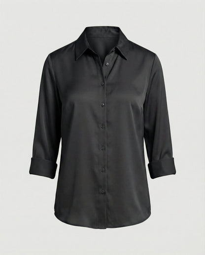 Damenbluse Elegante Baumwollbluse Stehkragen Weiß
