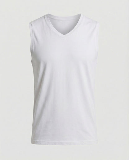 Herren Tanktop Ärmellos Stretch V-Ausschnitt Sportlich