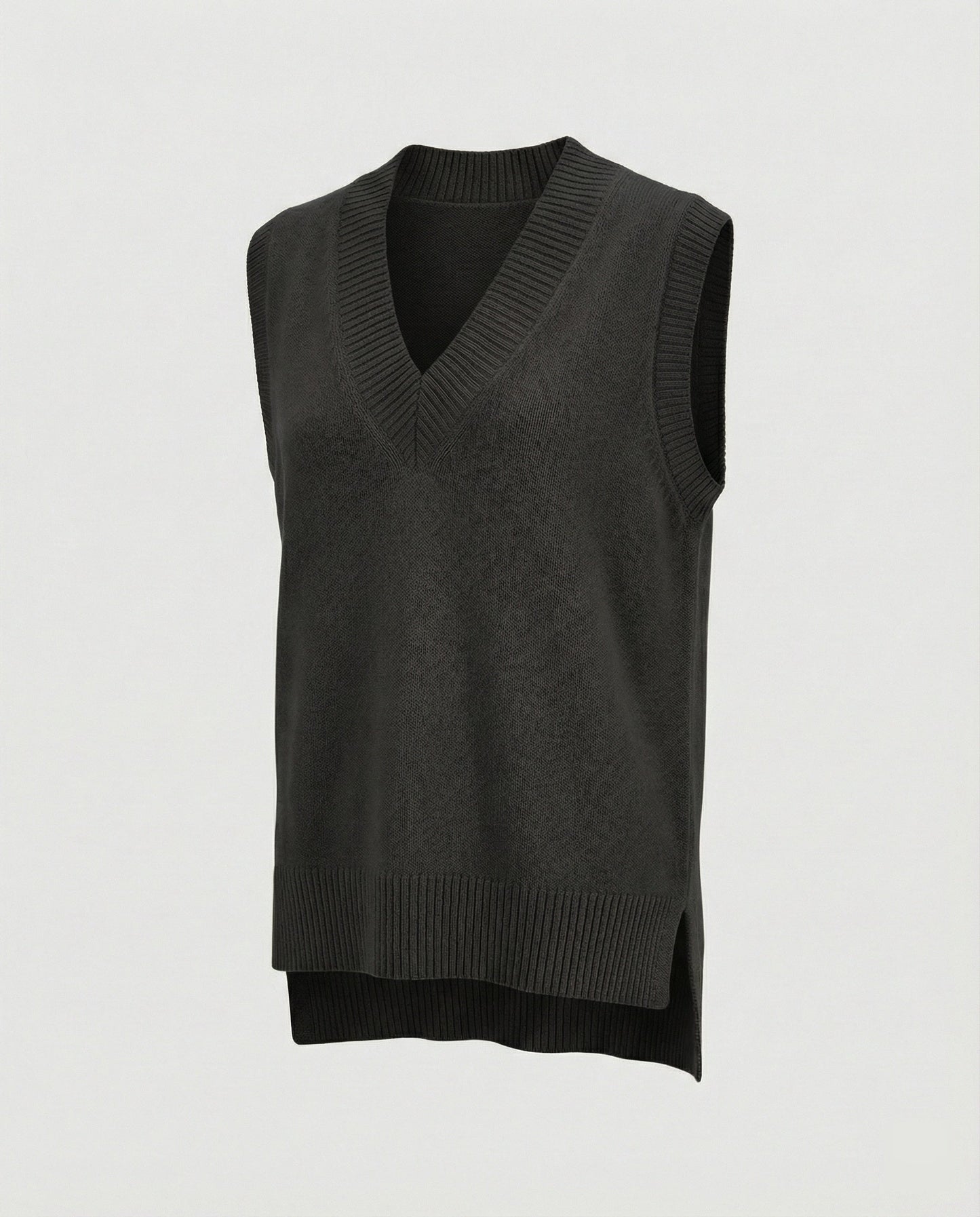 Damen Strickweste V-Ausschnitt Rippmuster Modern