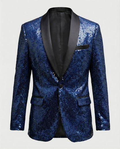 Pailletten Blazer Herren Glamour Schwarz