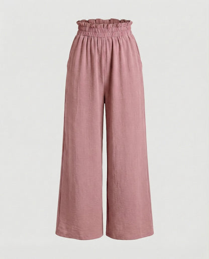 Damen Hosen Weite Bein Culotte Elastisch Bequem
