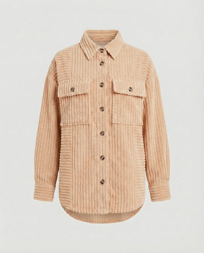Lässige Damen Cordjacke Mit Taschen Bequem