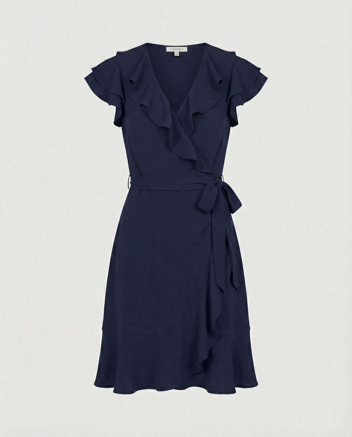 Damen Wickelkleid Rüschen Taillengürtel Modern