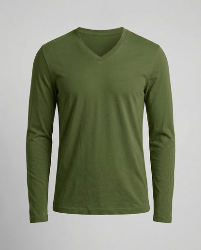 Herren Langarmshirt V-Ausschnitt Modern Trendy