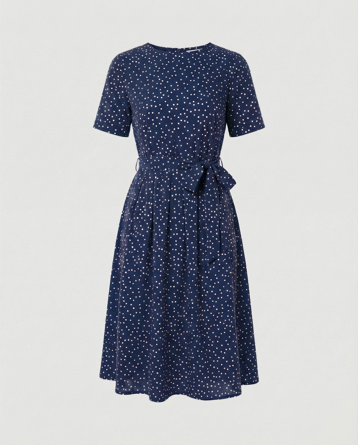 Damen Midi-Kleid Punkte Taillengürtel Elegant