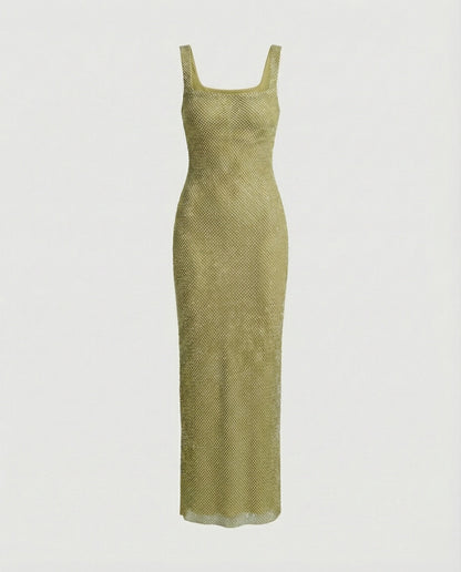 Funkelndes Abendkleid Damen Netzstoff Lang