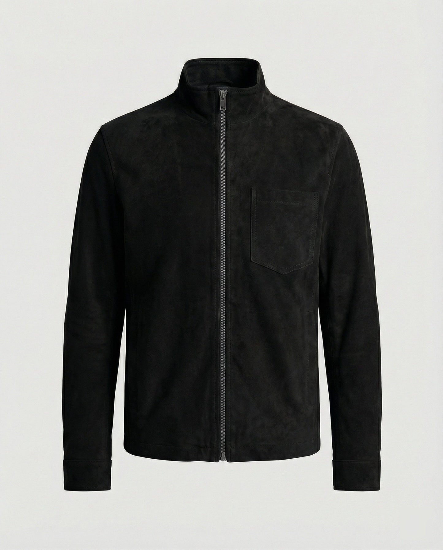 Herren Lederjacke Wildleder Stehkragen Elegant