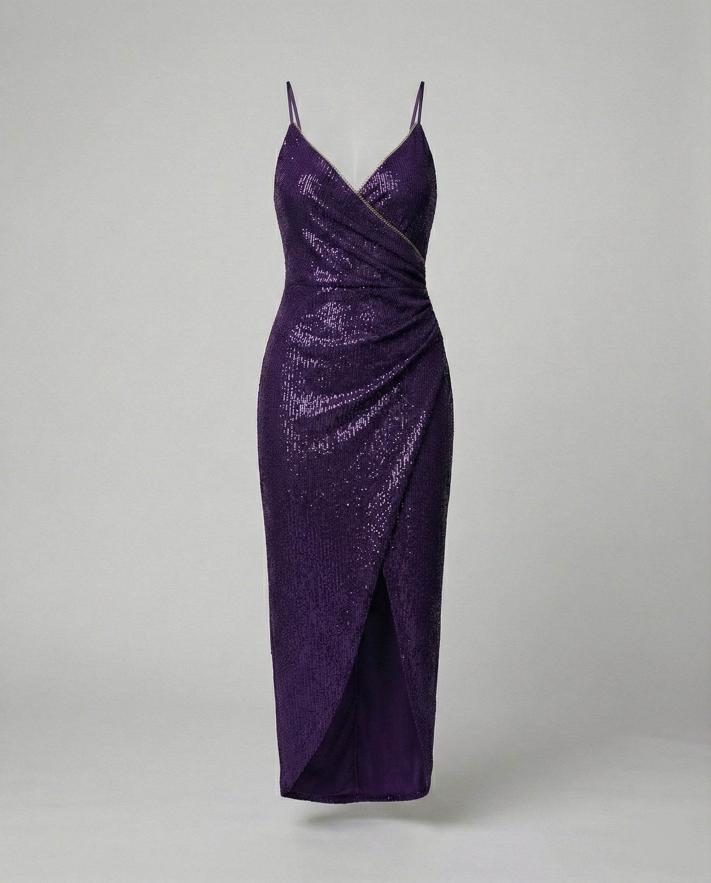 Glamouröses Damen Wickelkleid Hochgeschlitzt Glitzernd
