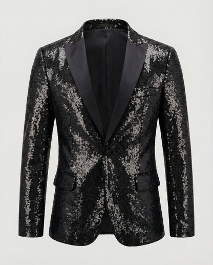 Eleganter Pailletten Blazer Herren Glitzer