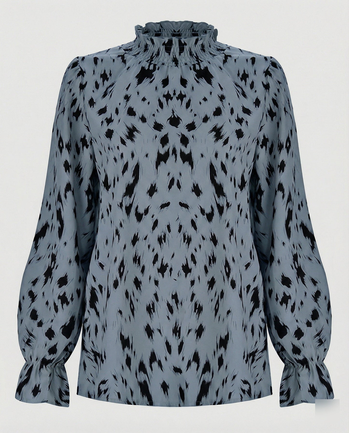 Damenbluse Elegante Tiermuster Bluse Mit Rüschensaum