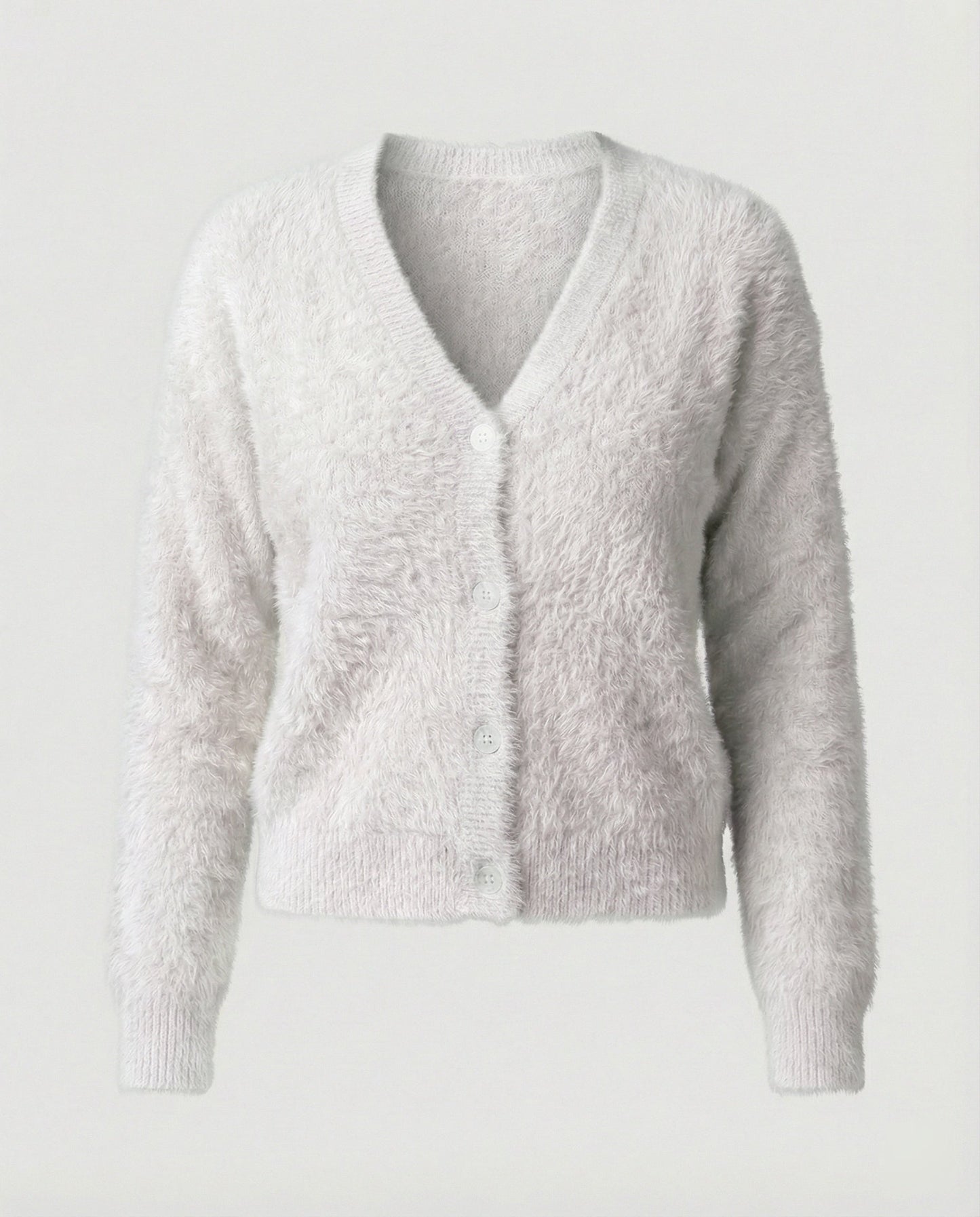 Damen Strickjacke Kuschelig V-Ausschnitt Mit Knöpfen