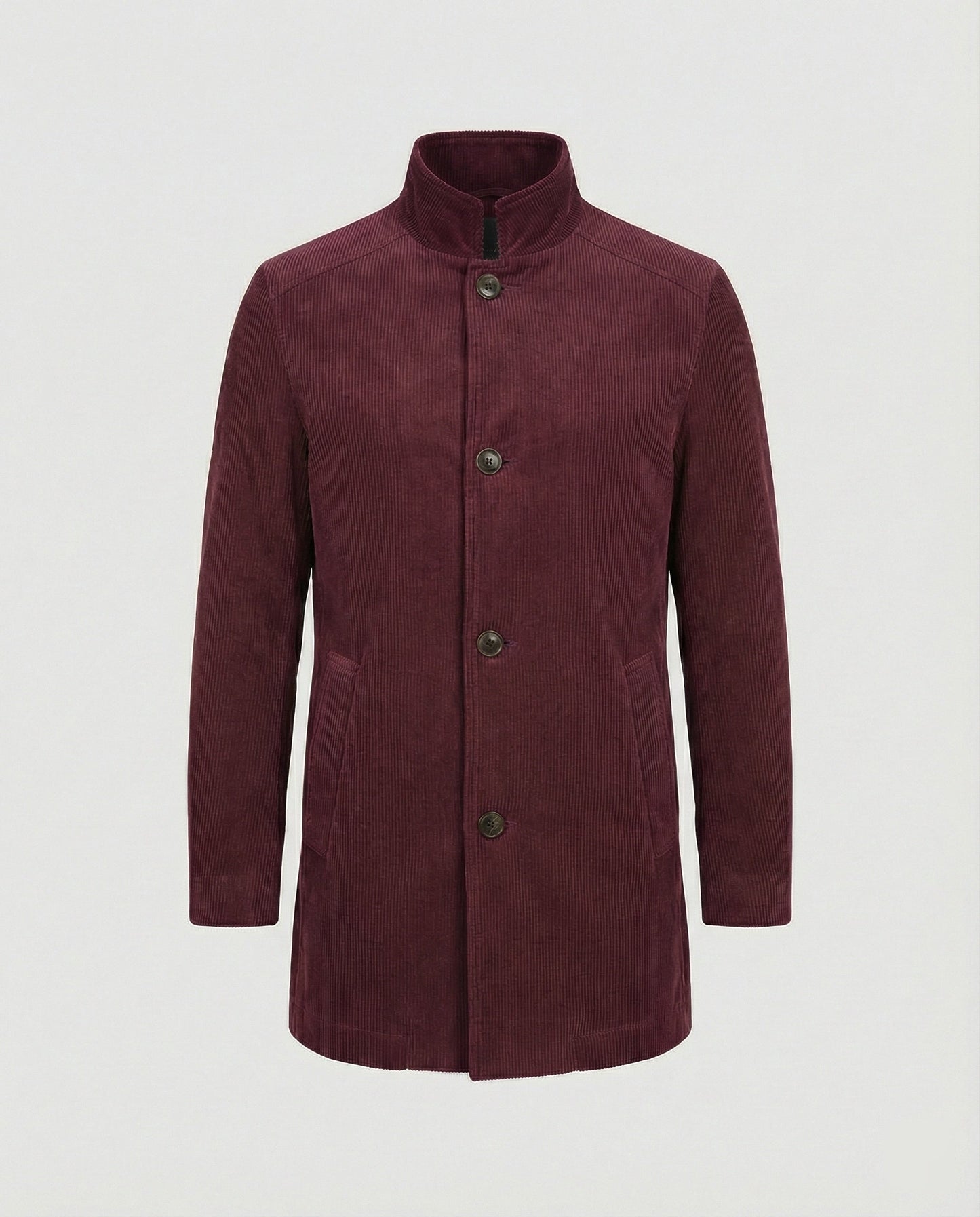 Herren Cordjacke Hochkragen Warm Oliven
