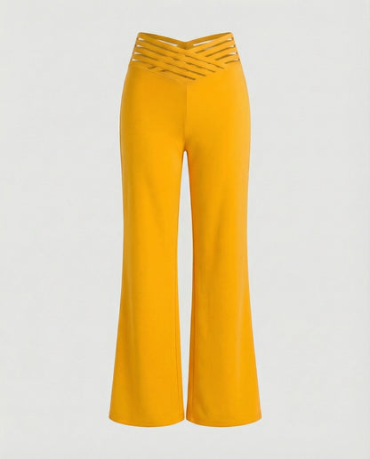 Damen Palazzo-Hose Weit Bequem Mit Cut-Outs Trendy