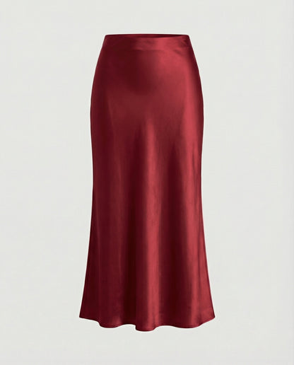 Damen Maxikleid aus Satin Glatt Elegant