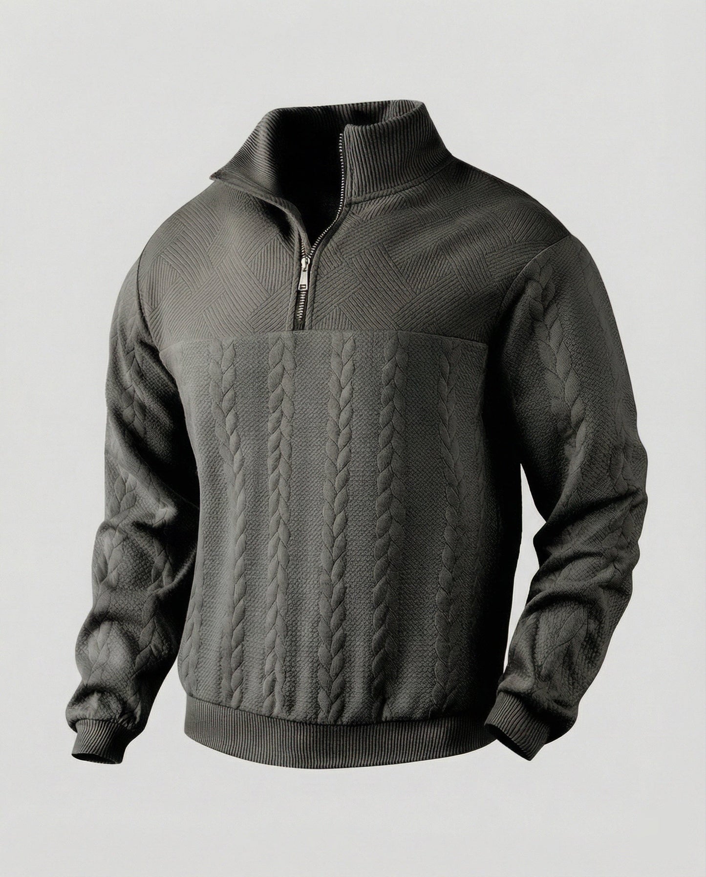 Herren Strickpullover Modern Hochkragen Reißverschluss