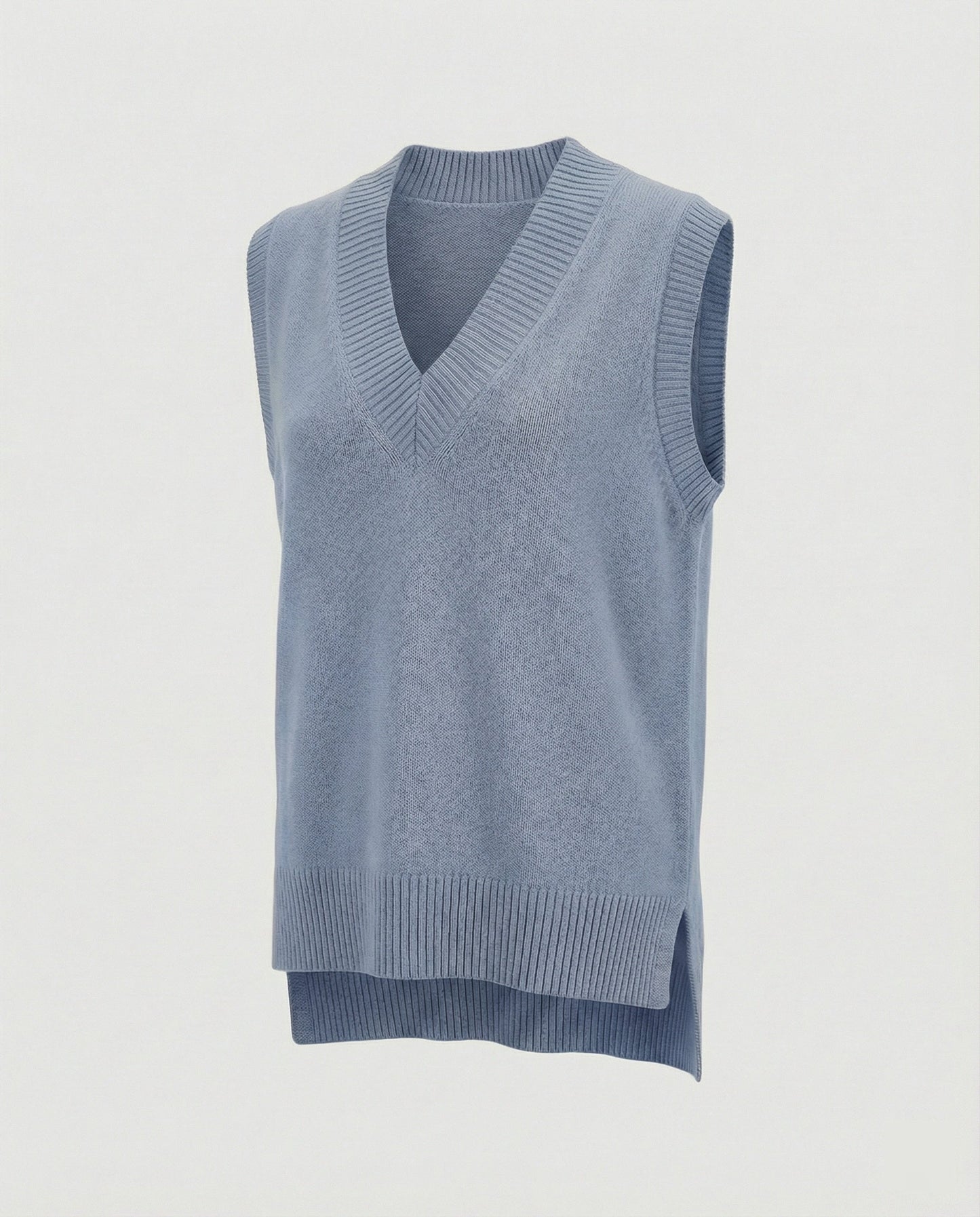 Damen Strickweste V-Ausschnitt Rippmuster Modern