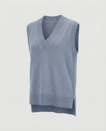 Damen Strickweste V-Ausschnitt Rippmuster Modern