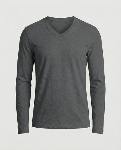 Herren Langarmshirt V-Ausschnitt Modern Trendy