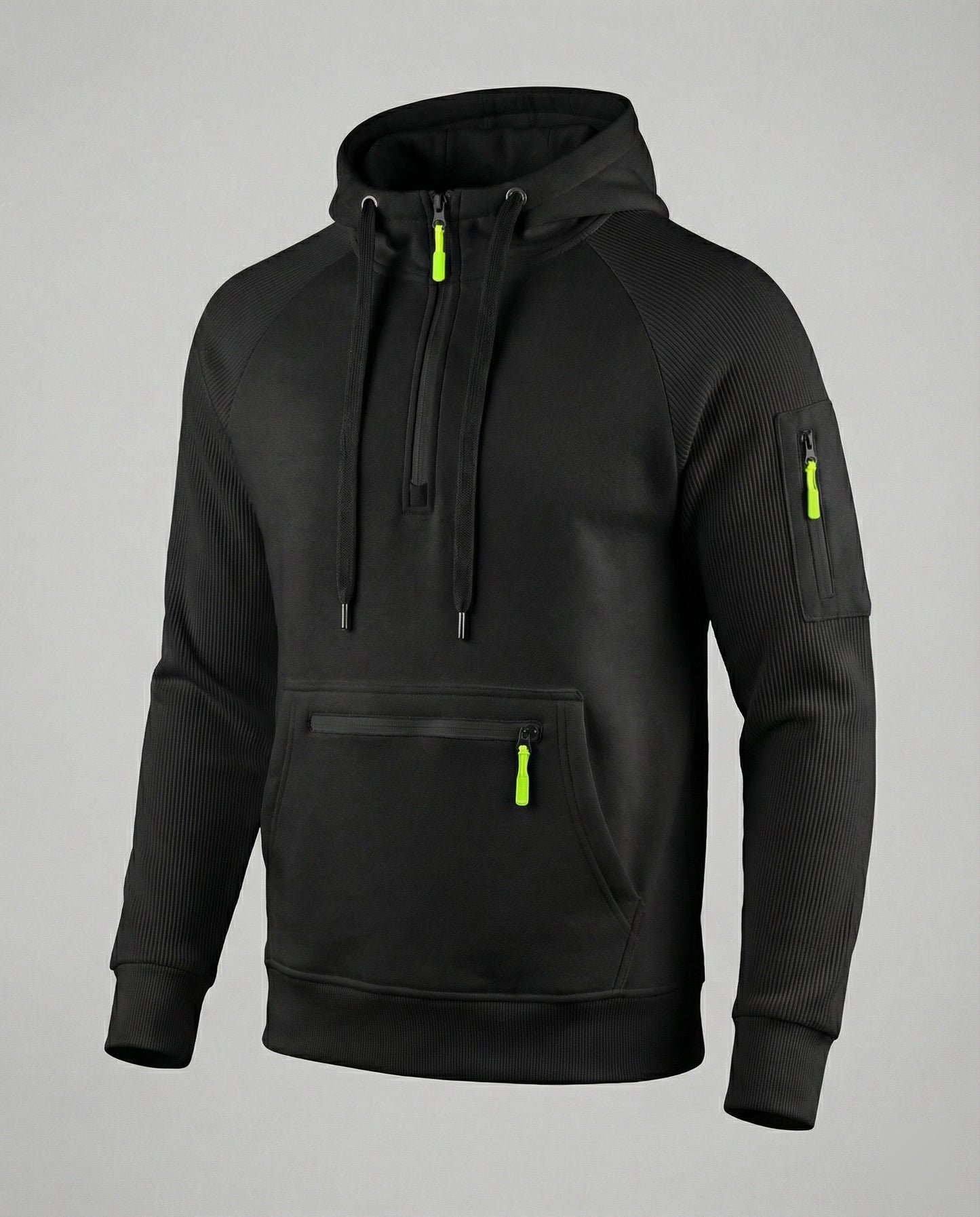 Herren Hoodie Sportlich Mit Reißverschluss Taschen