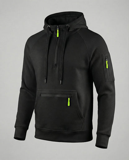 Herren Hoodie Sportlich Mit Reißverschluss Taschen