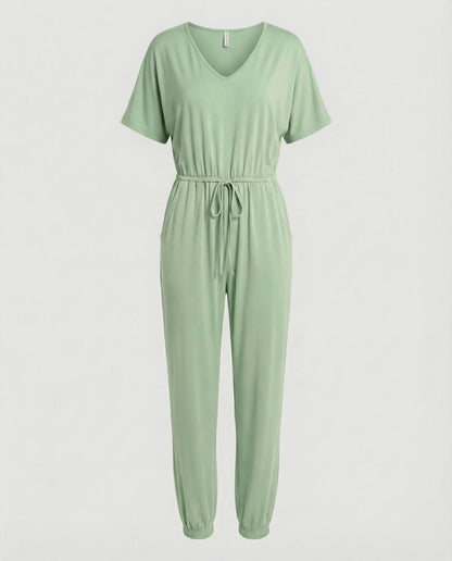 Damen Jumpsuit Leicht Lockerer Schnitt Elastisch