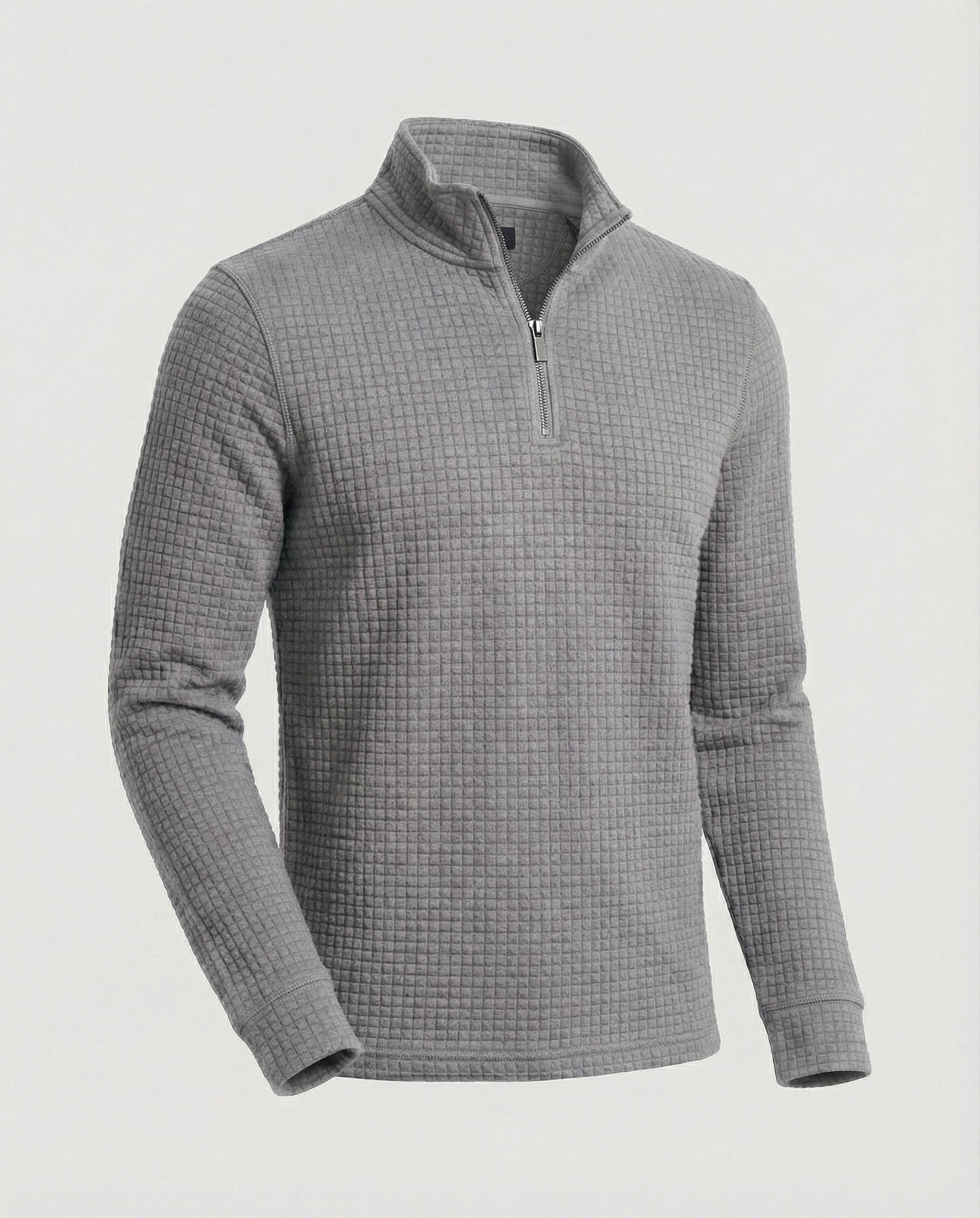 Herren Langarmshirt Modern Stehkragen Reißverschluss Elegant