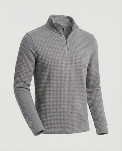 Herren Langarmshirt Modern Stehkragen Reißverschluss Elegant