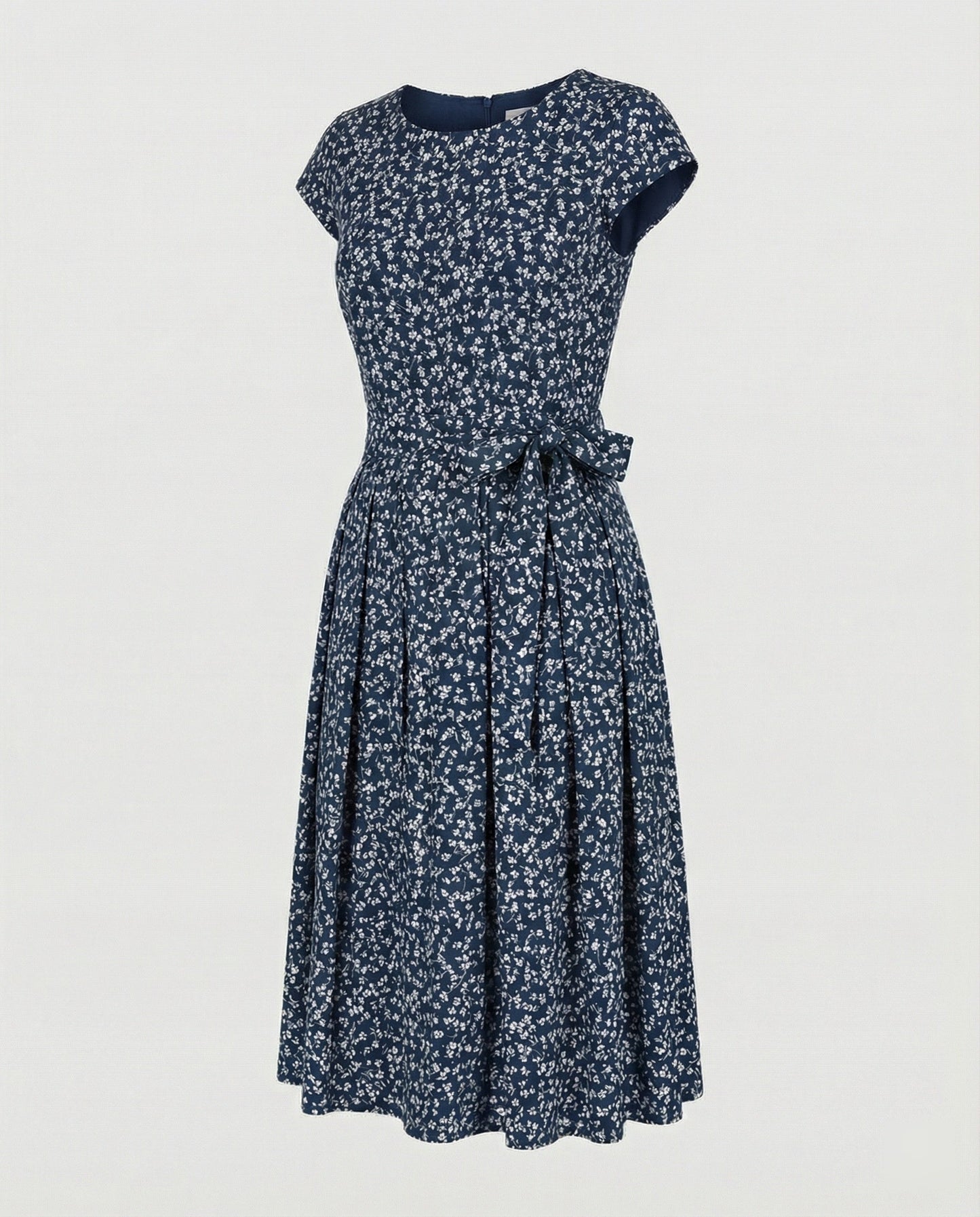 Damen Midi Kleid mit Gürtel Verschnürung