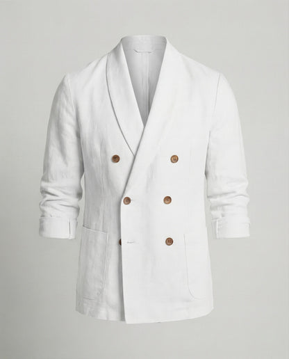 Herren Leinenjacke Leicht Sommerjacke Doppelknopf
