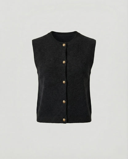 Damen Strickweste Elegante Knopfverschluss Modern