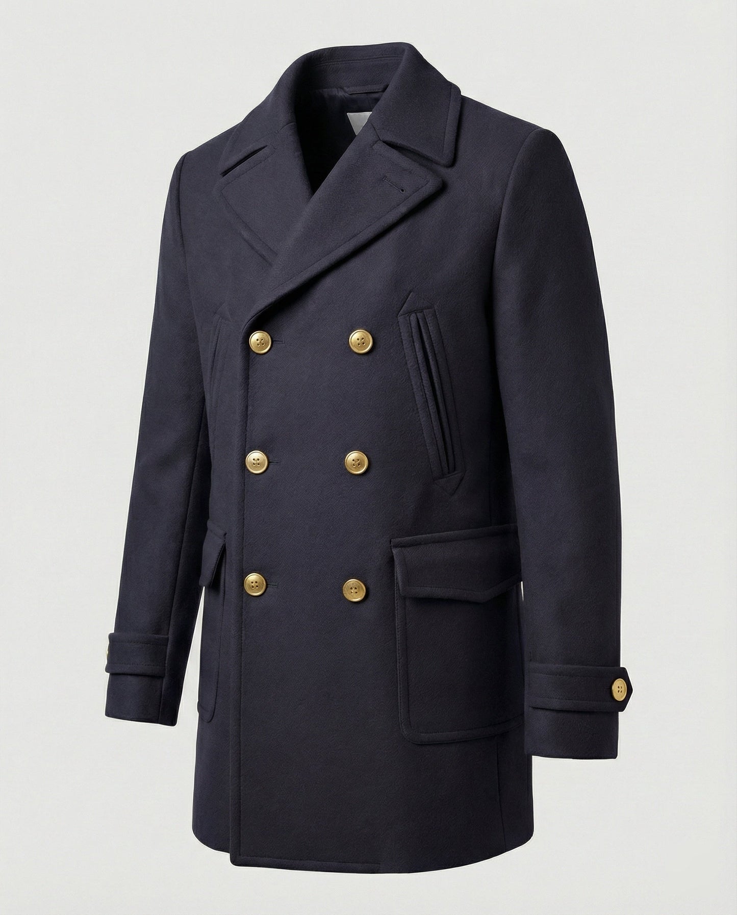 Herren Wollmantel Eleganter Doppelknopf Mantel Lang