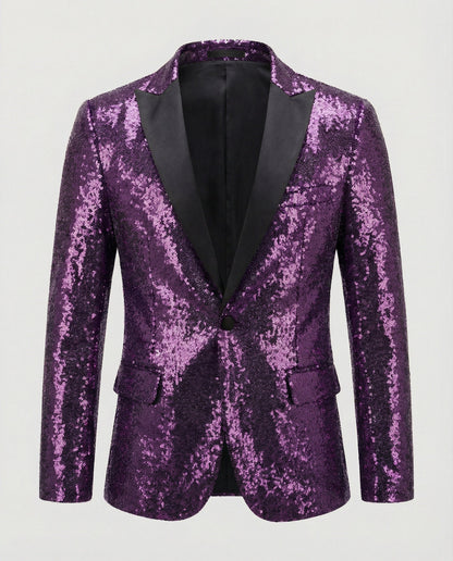 Eleganter Pailletten Blazer Herren Glitzer