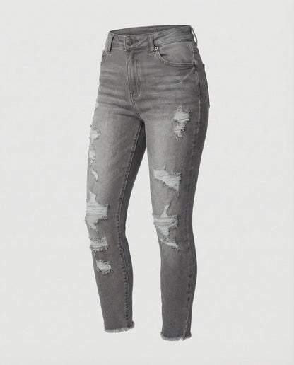 Damen Jeans Hohes Modell Destroyed Style