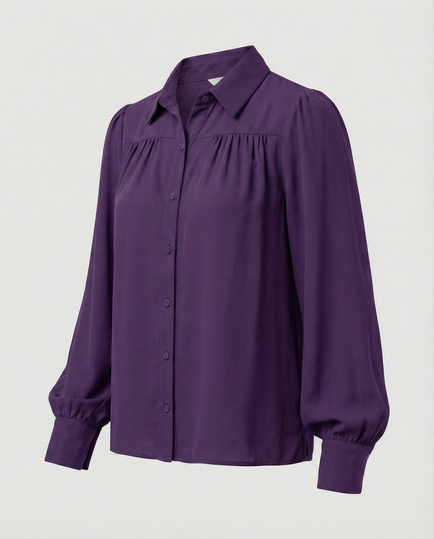 Elegante Damenbluse Puffärmel Knopf Details Modern