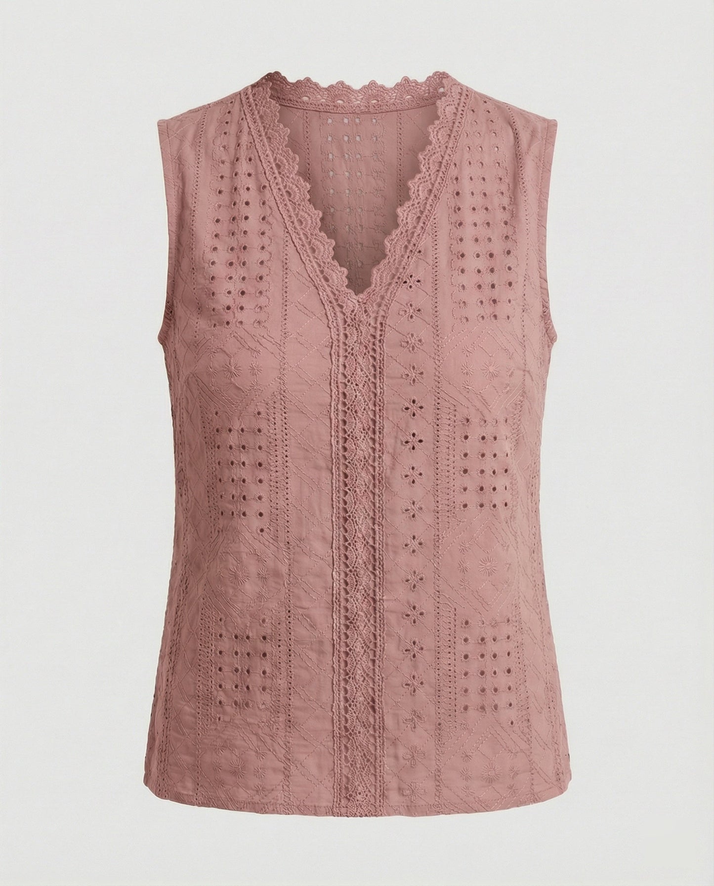 Damen Top Baumwolle Lochstickerei Elegant