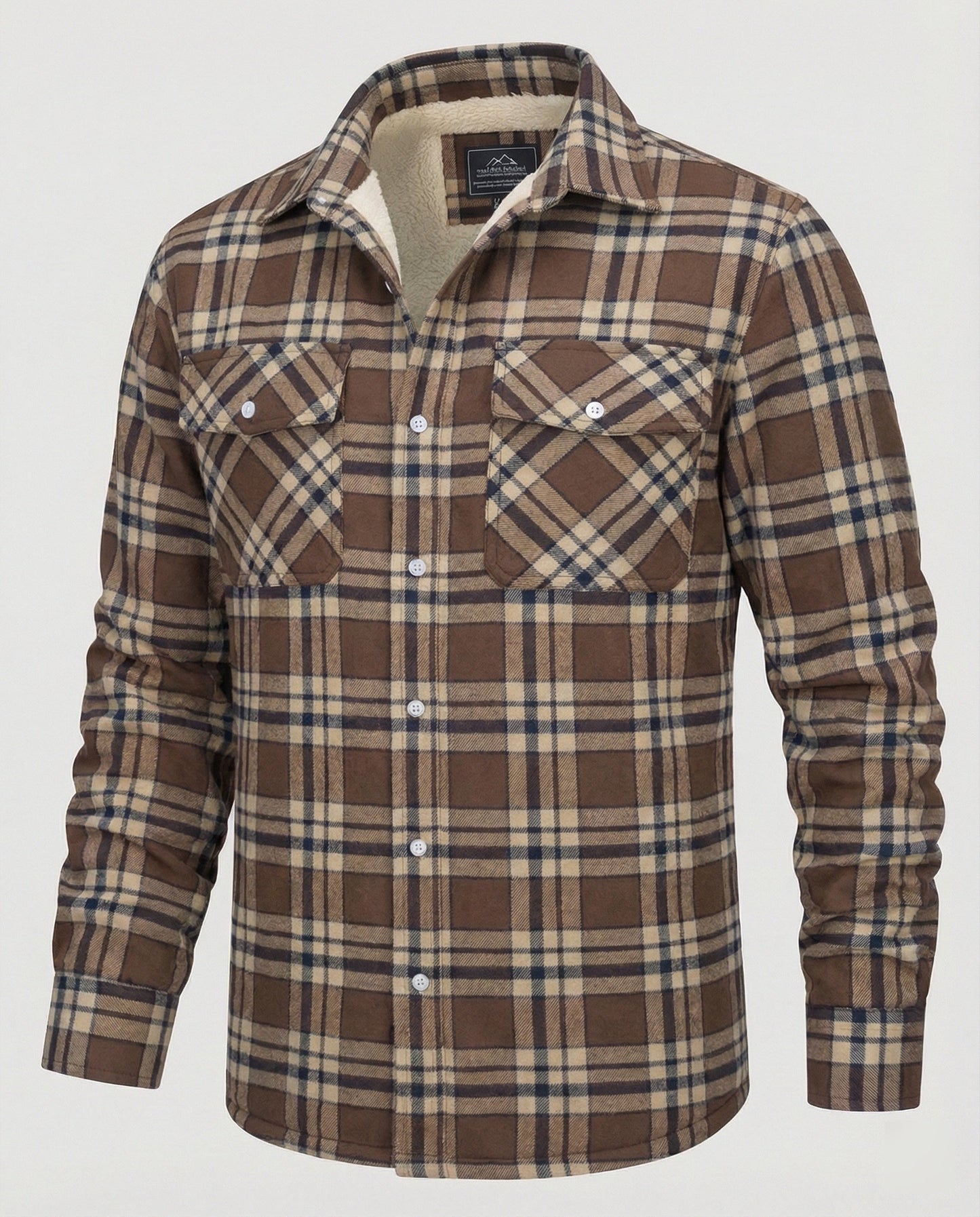 Karierte Jacke Fleece Warm Herren Outdoor