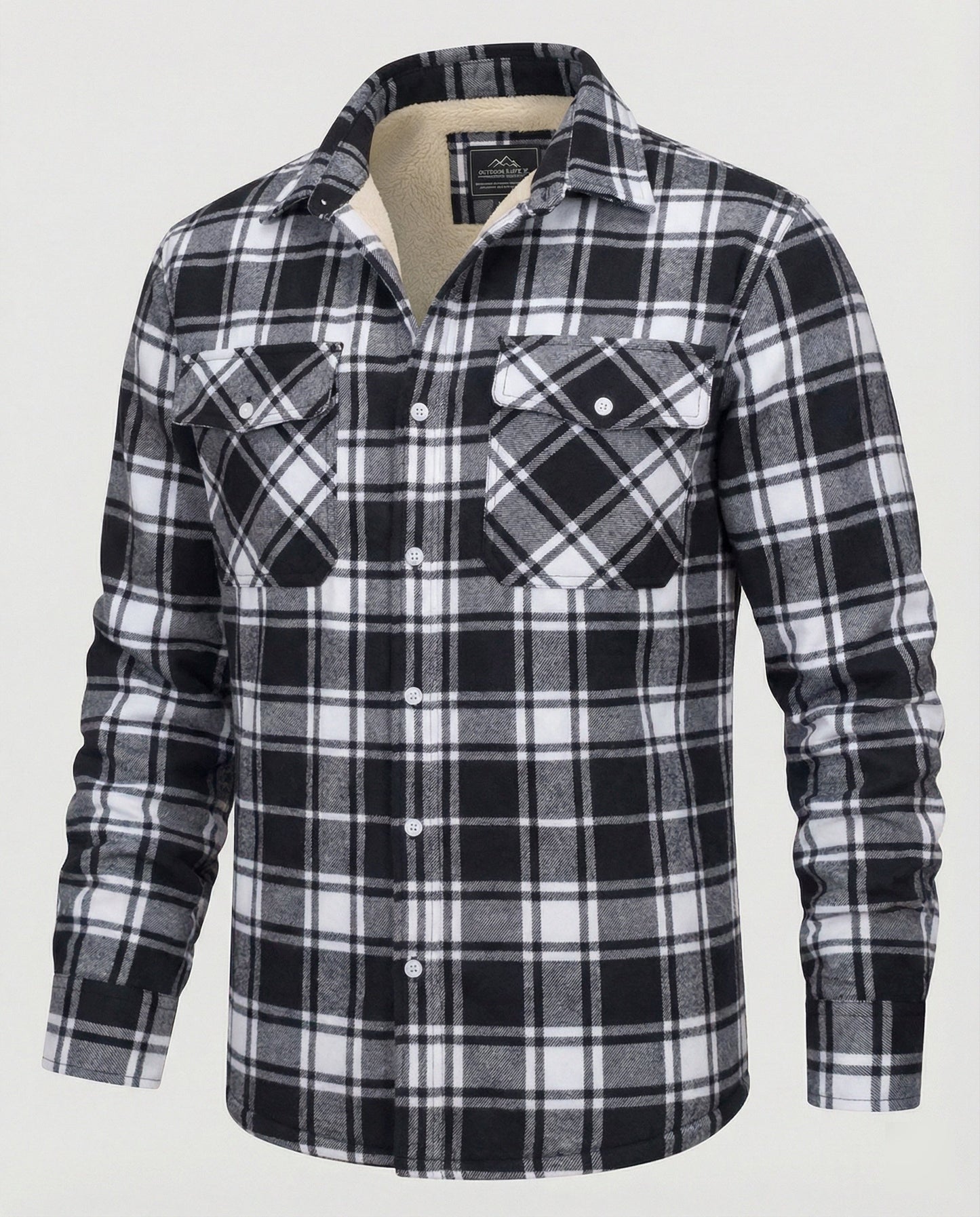Karierte Jacke Fleece Warm Herren Outdoor