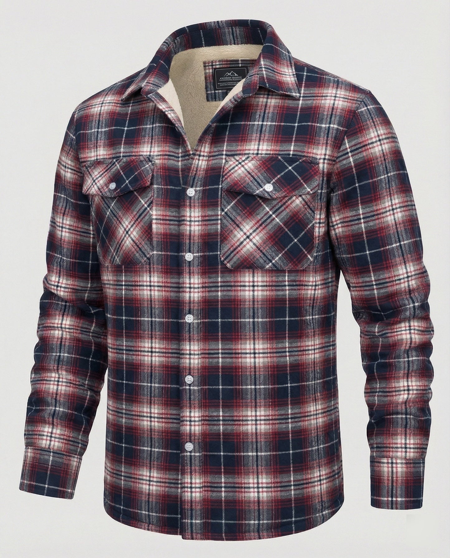 Karierte Jacke Fleece Warm Herren Outdoor