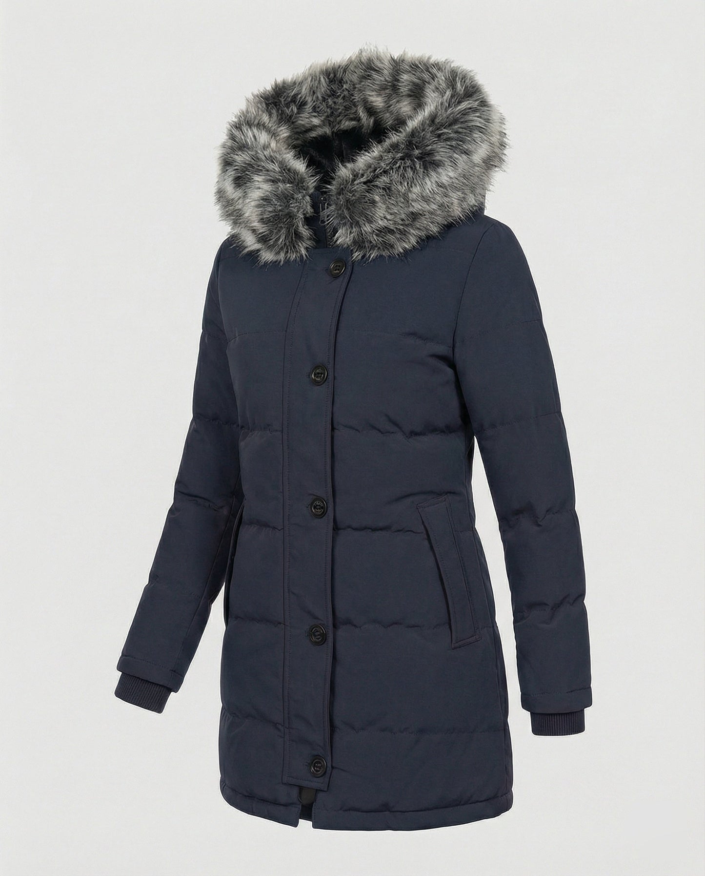 Winterparka Slim Fit Kunstfell Kapuze Damen